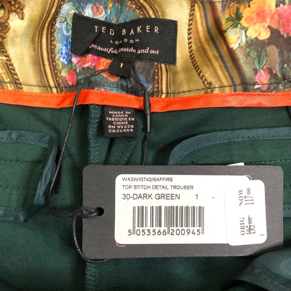 NWT Ted Baker London Green Trouser Pants - Picture 6 of 9